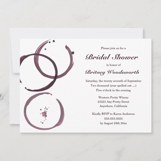 Wine Stain Vineyard Bridal Shower Invitations (Front)