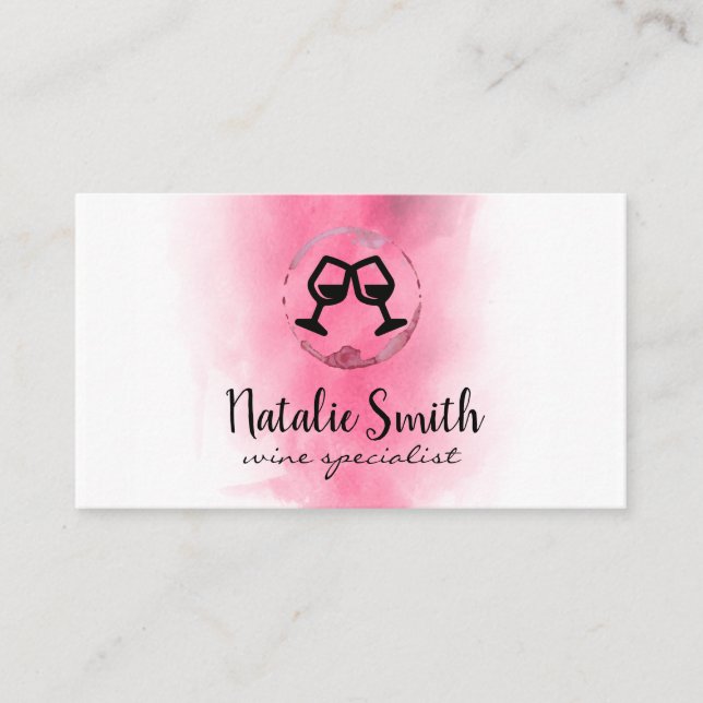 Wine Stain | Watercolor | Cheers Business Card (Front)