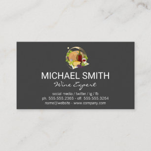 Wine Stain   Wine Bottle and Grapes Business Card