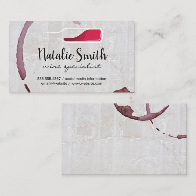 Wine Stain | Wine Bottle | Marble Business Card (Front/Back)