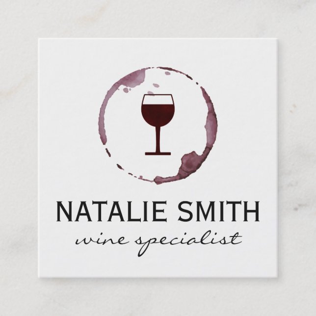 Wine Stain (wine glass) Square Business Card (Front)