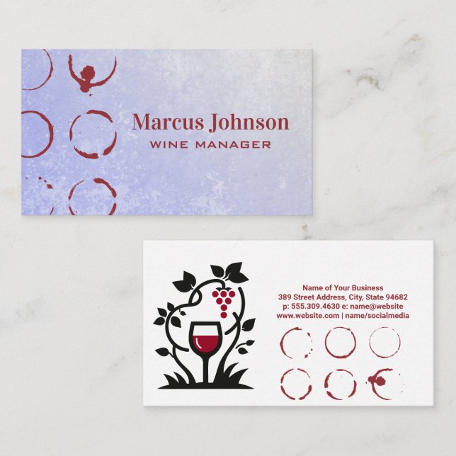 Wine Stain | Wine Vine Logo Business Card (Front/Back)
