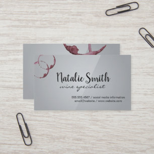 Wine Stains Grey Gloss Business Card