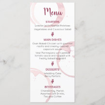 Wine Stains Wedding Menu