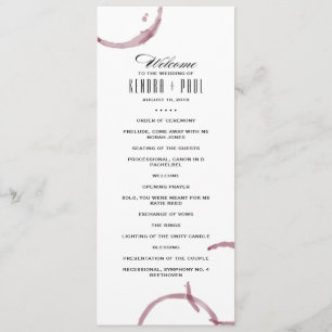 Wine Stains Winery Vineyard Ceremony Program Programme