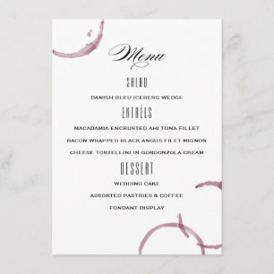 Wine Stains Winery Vineyard Wedding Menu