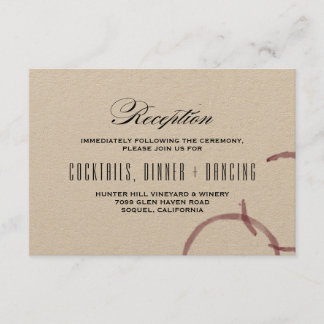 Wine Stains Winery Vineyard Wedding Reception Card