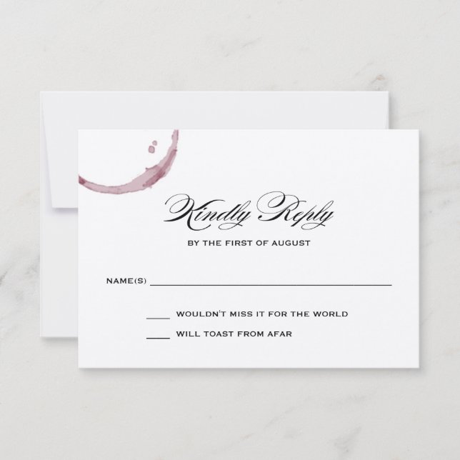 Wine Stains Winery Vineyard Wedding Response Card (Front)