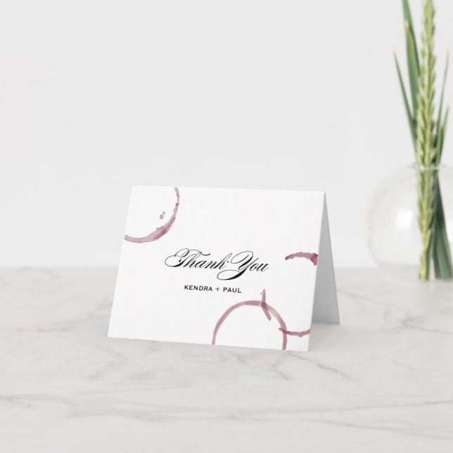 Wine Stains Winery Vineyard Wedding Thank You Card (Front)