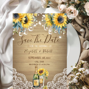Wine Sunflowers Mason Jar Save The Date Card