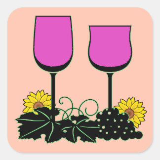 Wine & Sunflowers Square Sticker