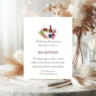 Wine Tasring Burgundy Flowers Wedding Reception Invitation