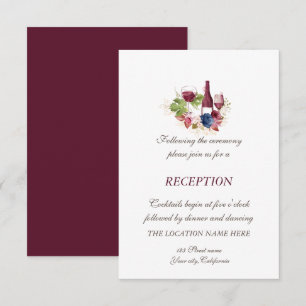 Wine Tasring Burgundy Flowers Wedding Reception Invitation