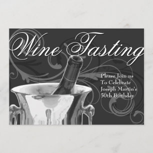 Wine Tasting 50th Birthday Party Elegant French Invitation