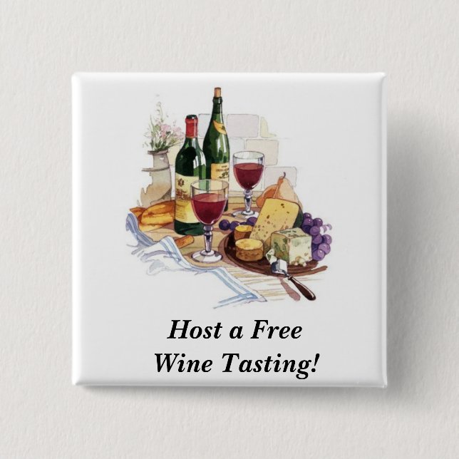 wine-tasting-7, Host a Free Wine Tasting! 15 Cm Square Badge (Front)