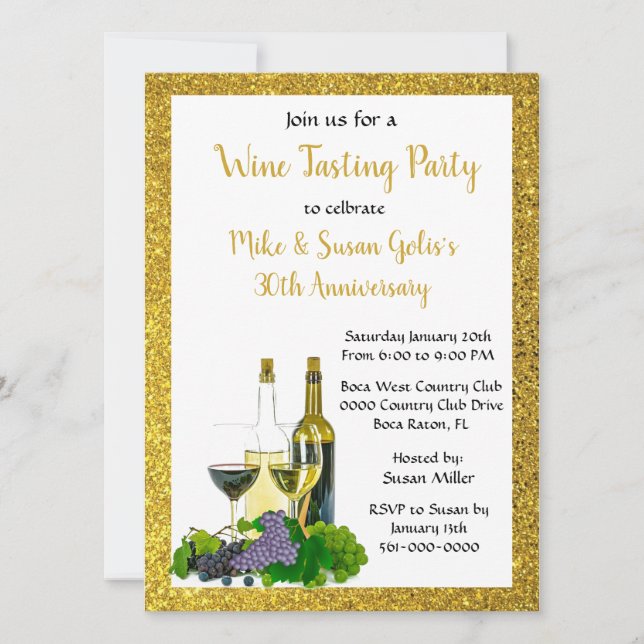 Wine Tasting Anniversary Party  Invitation (Front)