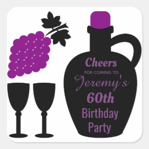Wine tasting Birthday Milestone Custom Square Sticker