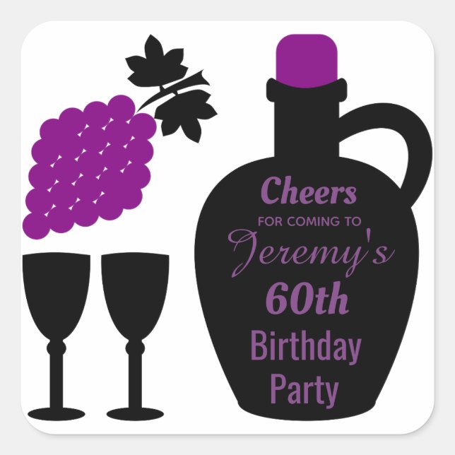 Wine tasting Birthday Milestone Custom Square Sticker (Front)