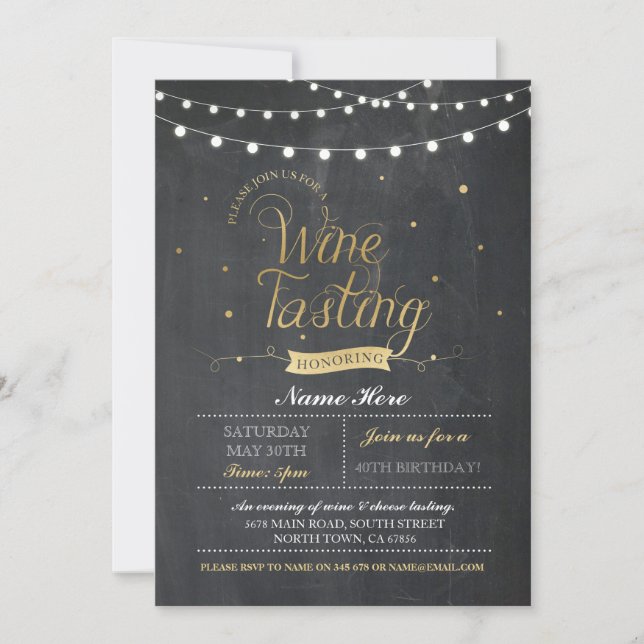 Wine Tasting Birthday Party Chalk ANY AGE Invite (Front)