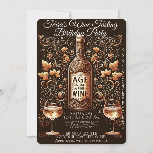 Wine Tasting Birthday Party Invitation (Front)