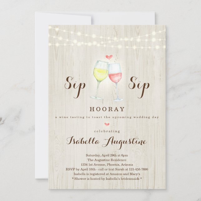 Wine Tasting Bridal Shower Invitation (Front)