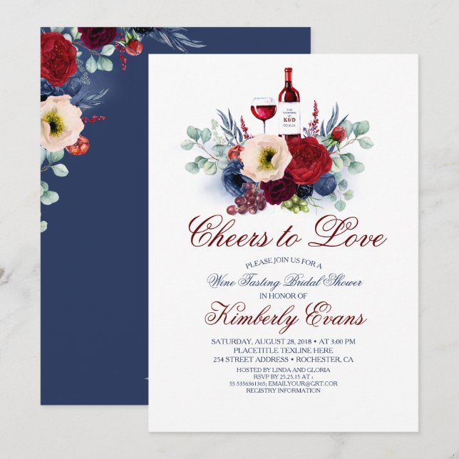 Wine Tasting Bridal Shower Invitations (Front/Back)