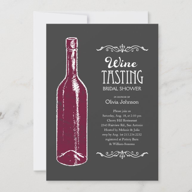 Wine Tasting Bridal Shower Invitations (Front)