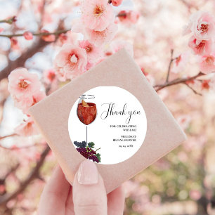 WIne Tasting bridal shower Thank you Classic Round Sticker