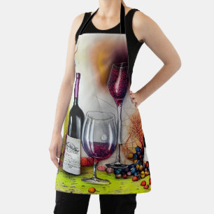 Wine Tasting Colourful Digital Art Apron