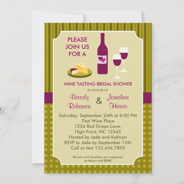 Wine Tasting Couple's Bridal Shower Invitation (Front)