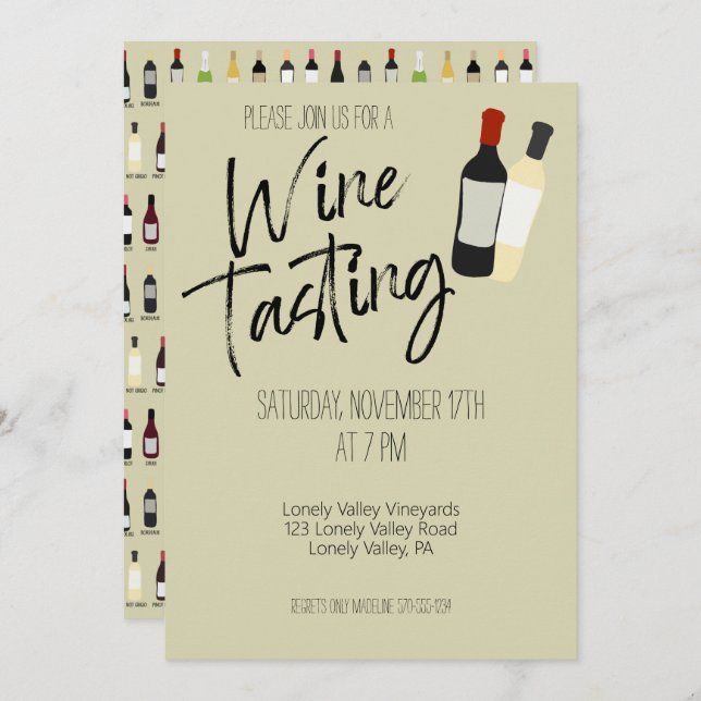Wine Tasting Custom Personalised Party Invitation (Front/Back)