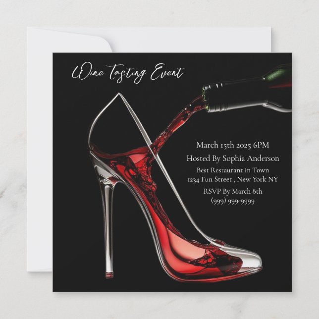 Wine Tasting Event-Stiletto and Wine Invitation (Front)