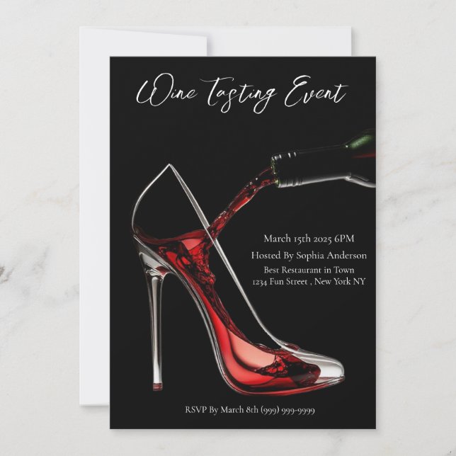Wine Tasting Event-Stiletto and Wine Invitation (Front)