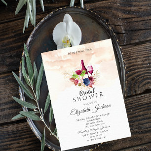 Wine Tasting Floral Bridal Shower Invitation