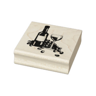 Wine Tasting Grapes Bottle Glass Red Wine Stamp