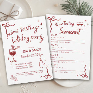 Wine Tasting Holidays Party Whimsical Christmas Invitation