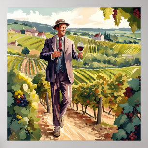 Wine tasting in Burgundy Print