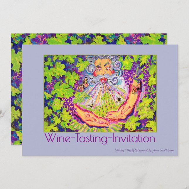 Wine-Tasting Invitation "Mighty Winemaker"  (Front/Back)