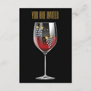 Wine Tasting Invitation - Wine Glass Rhinestones