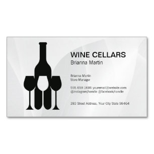 Wine Tasting Logo   Bottle   Glasses Magnetic Business Card