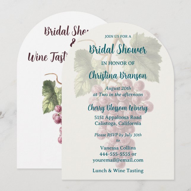 Wine Tasting Luncheon Bridal Shower Invitation (Front/Back)