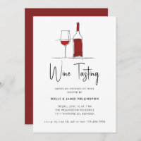 Wine Tasting Modern Line Drawing Red Vino