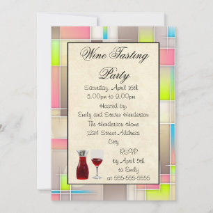 Wine Tasting Party Abstract Design Invitation