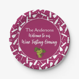 Wine Tasting Party Custom Name Paper Plate