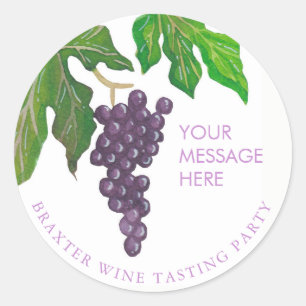 Wine Tasting Party Grapes Classic Round Sticker