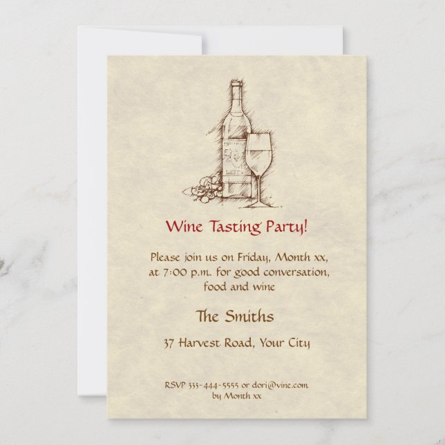 Wine Tasting Party Invitation (Front)
