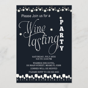 Wine Tasting Party Invitation Black White