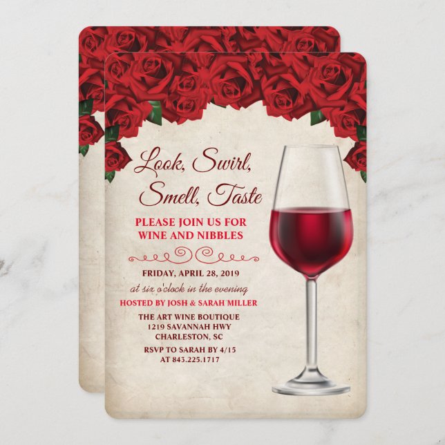 Wine Tasting Party Vintage Invitation (Front/Back)