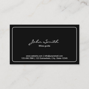 Wine Tasting Plain Black Minimalist Business Card