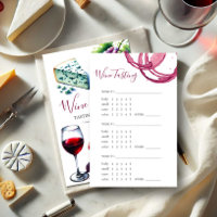 Wine Tasting Rating Scorecard